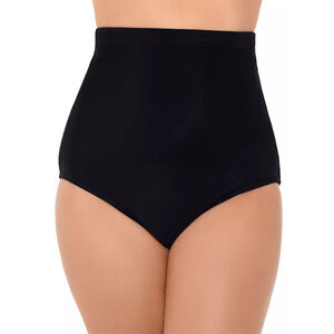 NEW Swim Solutions Black High Waist Bottoms Size 10 Full Coverage Slimming NWT